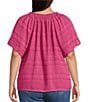 Democracy Plus Size Embroidered Ruffle Split V-Neck Short Sleeve Top - Image 2