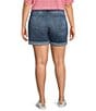 Democracy Plus Size High Rise Rolled Cuff Hem Stretch Denim Shorts, Color:Mid Blue Vintage - Image 2