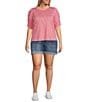 Democracy Plus Size High Rise Rolled Cuff Hem Stretch Denim Shorts, Color:Mid Blue Vintage - Image 3