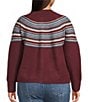 Democracy Plus Size Jacquard Abstract Placement Stripe Round Neck Long Sleeve Snap-Front Sweater Cardigan - Image 2