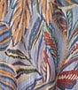 Democracy Plus Size Knit Tropical Palm Border Print Split V-Neck Long Sleeve Shirttail Hem Top, Color:Blue Crush Multi - Image 4