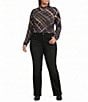 Democracy Plus Size Knit Plaid Turtle Neck Long Sleeve Top - Image 3