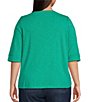 Democracy Plus Size Knit Split V-Neck Elbow Sleeve Top - Image 2