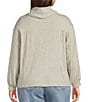 Democracy Plus Size Mixed-Media Knit Cowl Neck Long Sleeve Top, Color:Heather Dry Herb - Image 2