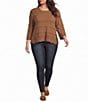Democracy Plus Size Mixed Stitch Round Neck 3/4 Bell Sleeve Sweater - Image 3
