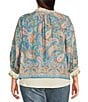 Color:Chambray Blue/Autumn Sunset Multi - Image 3 - Plus Size Paisley Print 3/4 Sleeve Reversible Open-Front Jacket