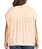 Democracy Plus Size Textured Dot Ruffle Point Collar Short Sleeve Woven Top - Image 2