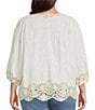 Democracy Plus Size Woven 3/4 Blouson Sleeve Crochet Framing Open-Front Crop Jacket - Image 2