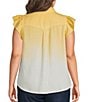 Democracy Plus Size Woven Ombre Collared Cap Flutter Sleeve Button-Front Shirt - Image 2