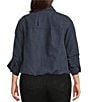 Democracy Plus Size Woven Point Collar 3/4 Tucked Sleeve Bubble Hem Button-Front Shirt - Image 2