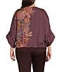 Democracy Plus Size Woven Polka Dot Floral Boat Neck 3/4 Dolman Sleeve Self Bow Tie Top - Image 2