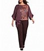 Democracy Plus Size Woven Polka Dot Floral Boat Neck 3/4 Dolman Sleeve Self Bow Tie Top - Image 3