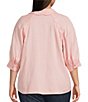 Democracy Plus Size Woven Solid Point Collar 3/4 Sleeve Shirt - Image 2