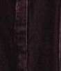 Democracy Point Collar Long French Cuff Sleeves Hidden Button Front Velvet Shirt, Color:Aubergine - Image 4