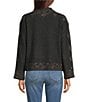 Democracy Space-Dye Frame Print Mock Neck Long Cuffed Sleeve Sweater, Color:Dark Chocolate Multi - Image 2