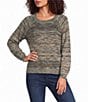 Democracy Space-Dye Print Round Neck 3/4 Sleeve Sweater - Image 1
