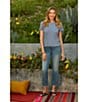 Democracy Stretch Kick Flare Double Layer Fray Hem Crop Jeans - Image 5