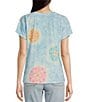 Color:Island Sky Multi - Image 2 - Tie-Dye Floral Knit Crew Neck Short Sleeve Boyfriend Tee Shirt