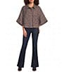 Democracy Wool Blend Plaid Wide Collar Elbow Length Caplet Jacket - Image 3