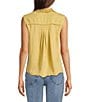 Democracy Woven Collared Sleeveless Embroidered Scalloped Hem Top - Image 2