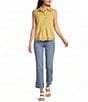 Democracy Woven Collared Sleeveless Embroidered Scalloped Hem Top - Image 3