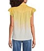 Democracy Woven Ombre Collared Cap Flutter Sleeve Button-Front Shirt - Image 2
