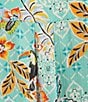 Democracy Woven Tropical Print Split V-Neck Elbow Sleeve Button-Front Top, Color:Light Turquoise Multi - Image 4