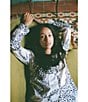 Desmond & Dempsey Jaguar Woven Long Sleeve Shorty Pajama Set, Color:Cream - Image 5
