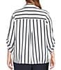 Dex Plus Flowy Satin Blouse, Color:White/Navy Stripe - Image 2