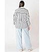 Dex Plus Flowy Satin Blouse, Color:White/Navy Stripe - Image 6