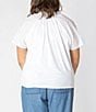 Dex Plus Short Sleeve Pointelle Knit Top, Color:White - Image 2