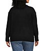 Color:Black - Image 2 - Plus Size Exposed Seams Long Dropped Shoulder Sleeve Sweater Knit Top