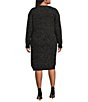 Color:Black/Pearl Melange - Image 2 - Plus Size V-Neck Long Sleeve Sweater Dress