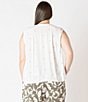 Dex Plus Sleeveless Button Front Embroidered Top, Color:Ecru/Taupe - Image 2
