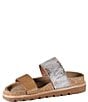 Color:Luggage/Gold - Image 4 - Baja Country Metallic Leather Printed Woven Strap Chunky Slides