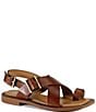 Color:Whiskey - Image 1 - Candy Jam Leather Toe Loop Flat Sandals