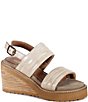 Color:Beige - Image 1 - Car Pool Leather Platform Wedge Sandals