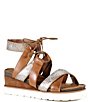 Color:Luggage/Gold - Image 1 - Gitty Yup Leather Lace-Up Ghillie Sandals