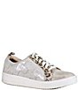 Color:Light Gold Multi - Image 1 - Yuli Ana Woven Leather Leopard Print Accent Sneakers