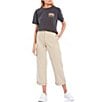 Color:Khaki - Image 4 - High Rise Rolled Hem Cropped Work Pants