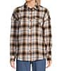 Color:White Outdoor Plaid - Image 1 - Long Sleeve Brushed Plaid Print Button Front Flannel Shirt