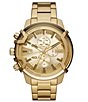 Color:Gold - Image 1 - Griffed Chronograph Gold-Tone Stainless Steel Watch