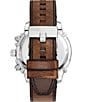 Color:Brown - Image 3 - Men's 48mm Griffed Chronograph Brown Leather Strap Watch