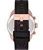 Color:Black - Image 3 - Men's Chronograph Black Leather Strap Watch