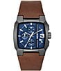 Color:Brown - Image 1 - Men's Diesel Cliffhanger Chronograph Brown Leather Strap Watch