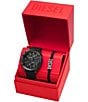 Color:Black - Image 4 - Men's Griffed Chronograph Black Silicone Watch and Bracelet Set