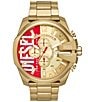 Color:Gold - Image 1 - Men's Mega Chief Chronograph Gold-Tone Stainless Steel Round Bracelet Watch