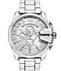 Color:Silver - Image 1 - Men's Mega Chief Chronograph White and Stainless Steel Bracelet Watch