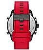 Color:Red - Image 3 - Men's Mega Chief Digital Analog Red and White Leather Strap Watch