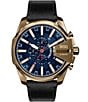 Diesel Men's Mega Chief Slim Chronograph Black Leather Strap Watch - Image 1